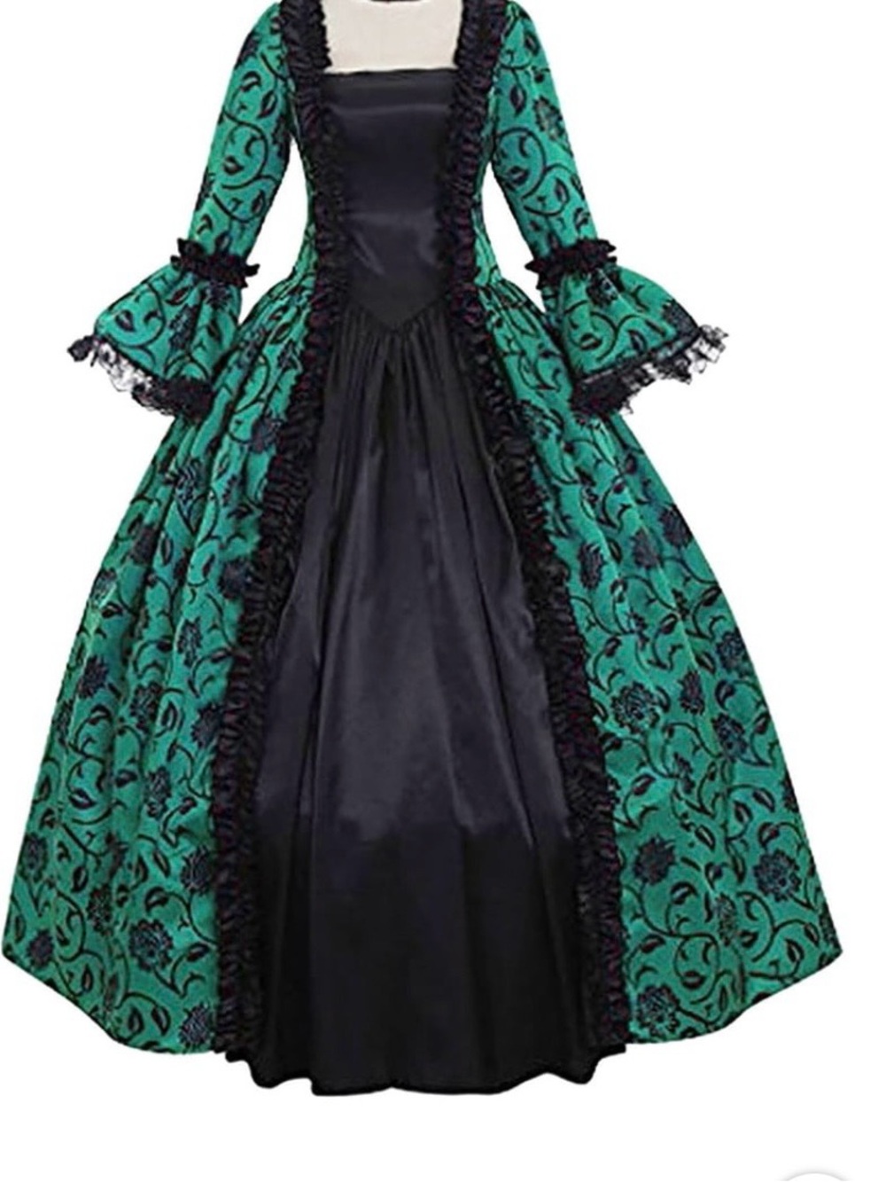 Halloween Wicked Elphaba or Renaissance Victorian Medieval  Green&Black Costume